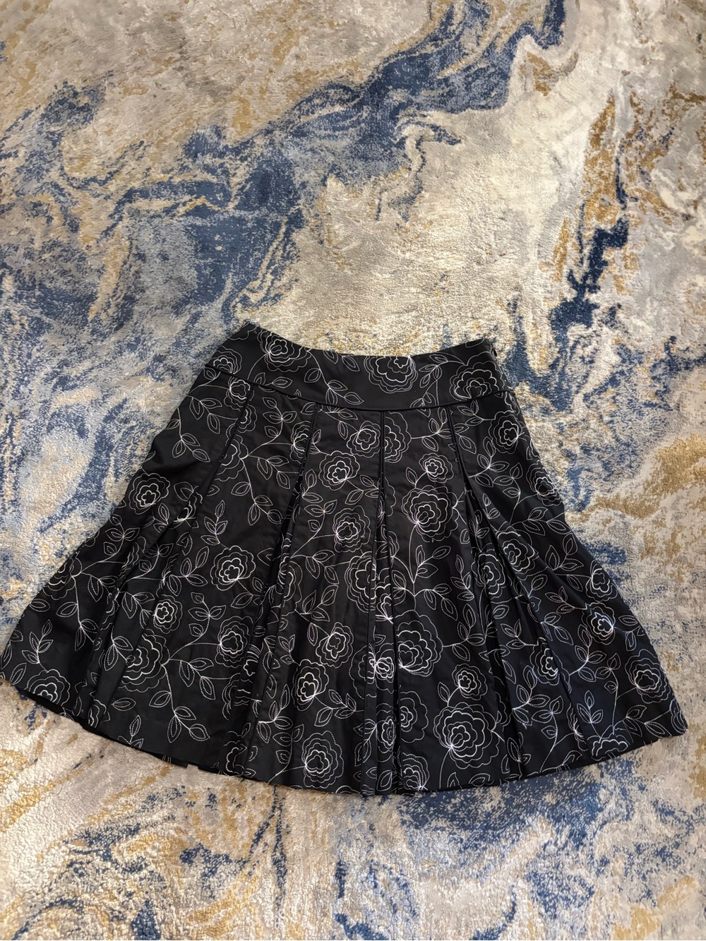 Nine West Black Floral Circle Skirt